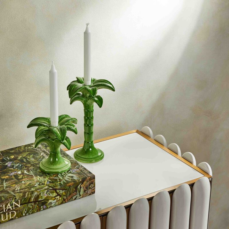 Palm Trees Candle Holder Medium Green les ottomans palm trees candle holder medium green