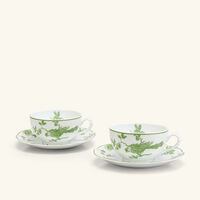 Albertine Tea Cup & Saucer Set Of 2 Green bernardaud albertine tea cup saucer set of 2 green