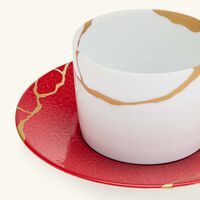 Kintsugi Rouge Teacups And Saucers - Set Of 2 bernardaud kintsugi rouge teacups and saucers set of 2