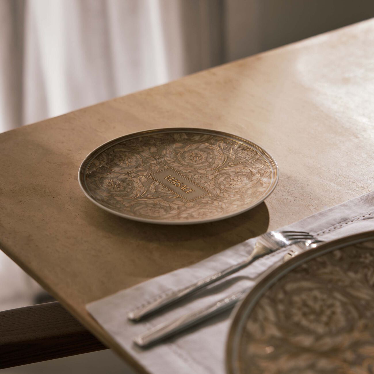 versace barocco beige bread butter plate round 17 cm