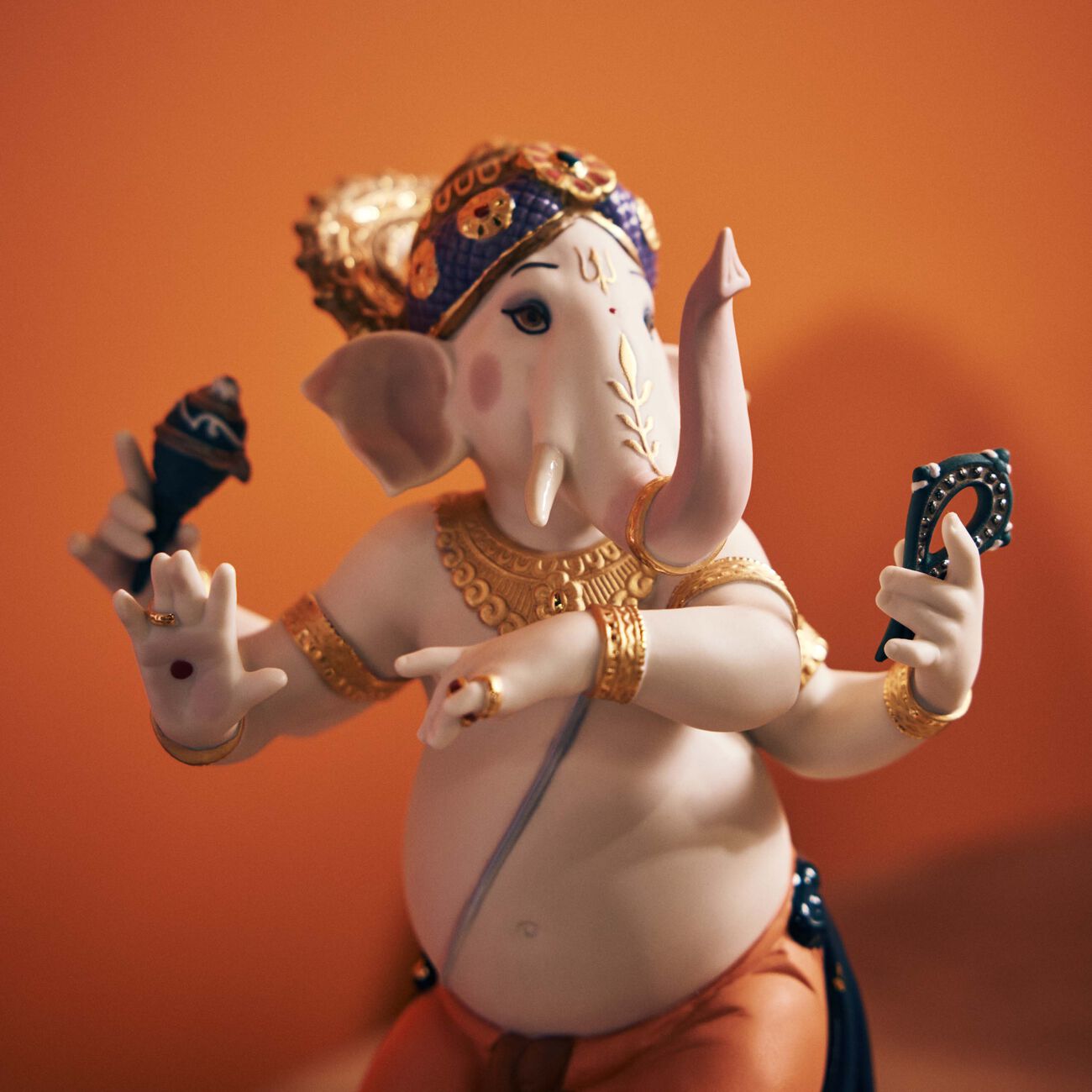 lladro dancing ganesha sculpture medium white