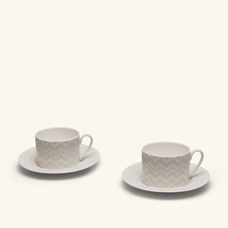missoni home zig zag tea cup   saucer white set of 2