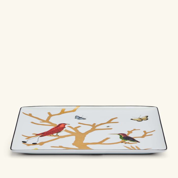 bernardaud aux oiseaux serving platter sqaure gold 22cm