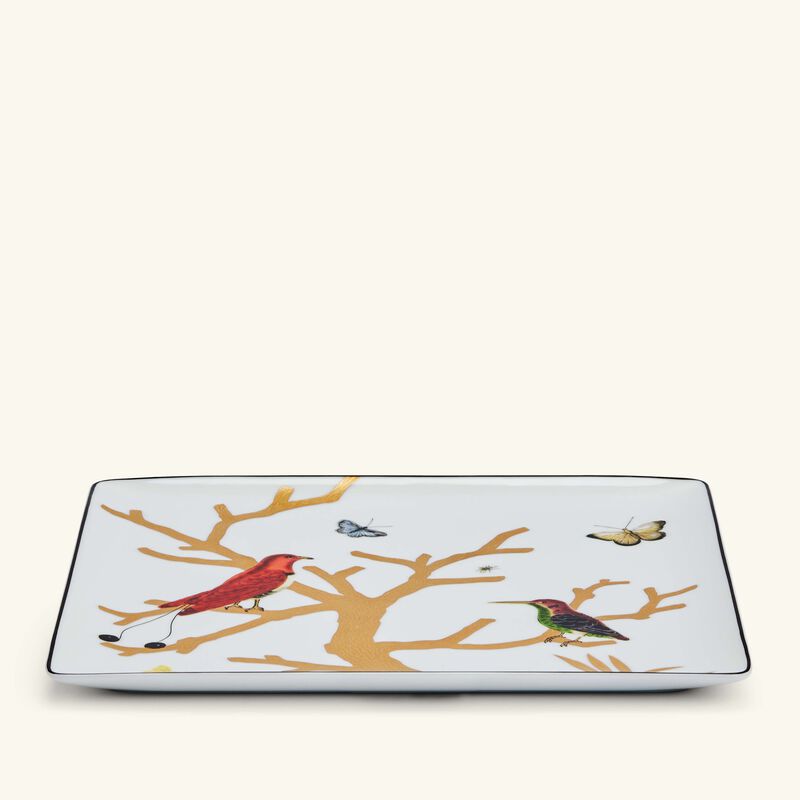 bernardaud aux oiseaux serving platter sqaure gold 22cm
