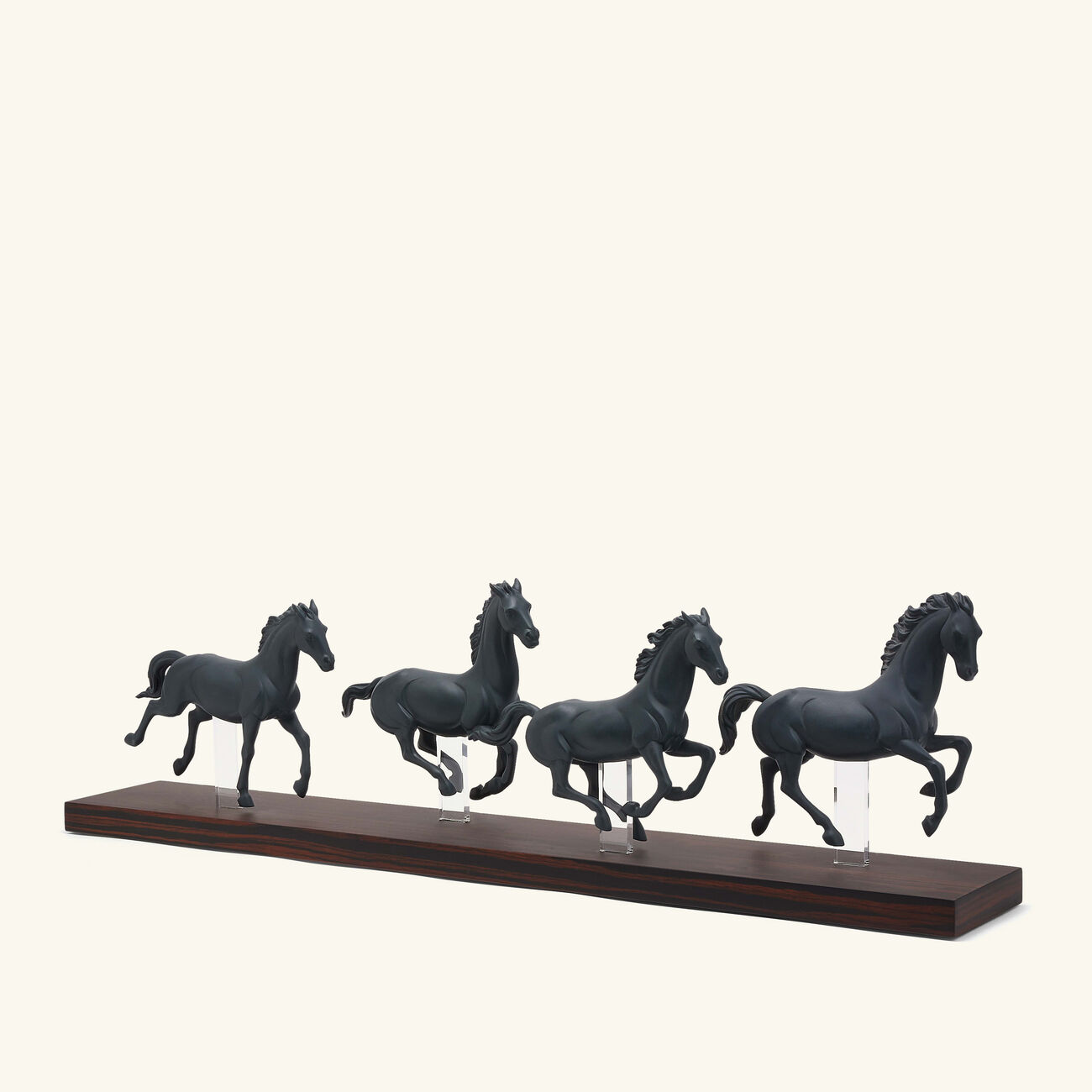 lladro galloping herd horses sculpture small black