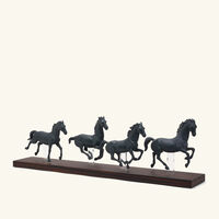lladro galloping herd horses sculpture small black