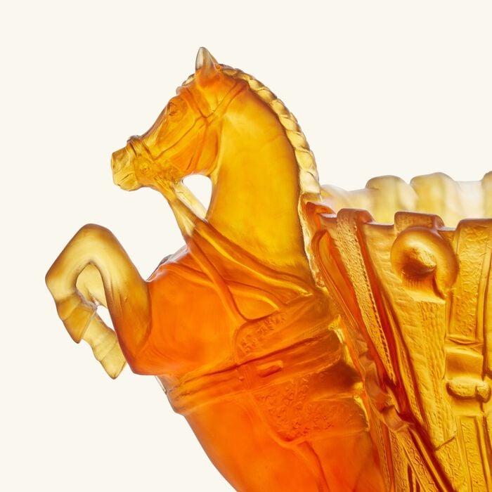 daum r ve equestre vase large amber