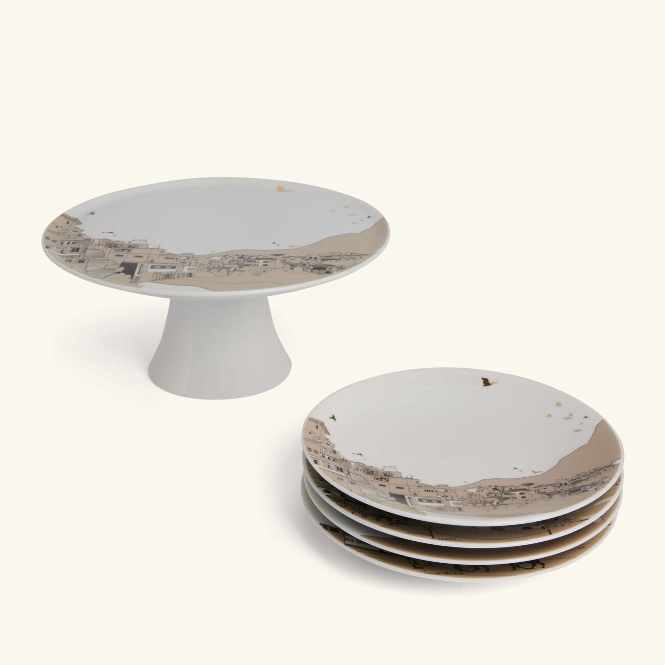 Naseem Cake Stand & Dessert Plate Set Of 4 silsal naseem cake stand dessert plate set of 4