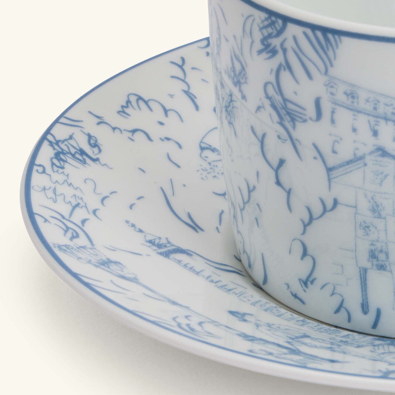 bernardaud tout paris tea cup   saucer blue set of 4