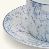 bernardaud tout paris tea cup   saucer blue set of 4