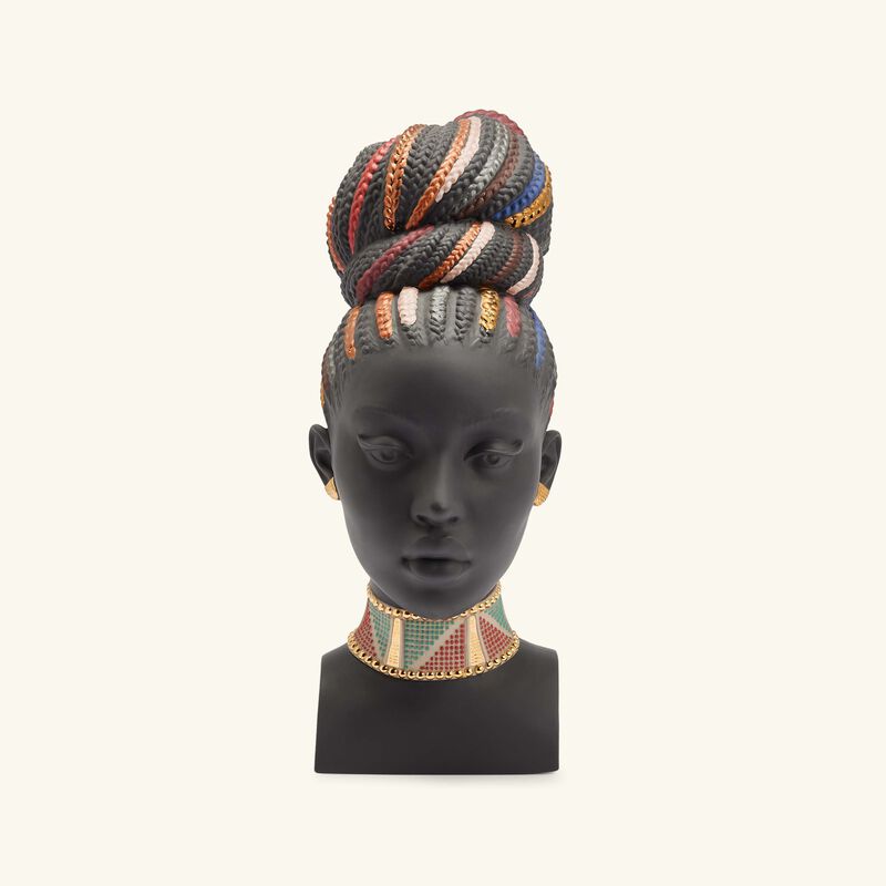 lladro african colors sculpture medium black