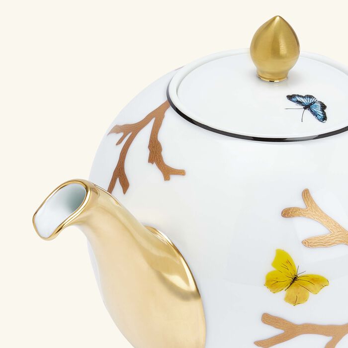 bernardaud aux oiseaux tea pot gold