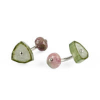 Cufflinks Crystal Of Tourmaline Pink Tourmaline Silver. With Box, small