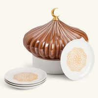 lladro majestic nights box with 4 plates brown