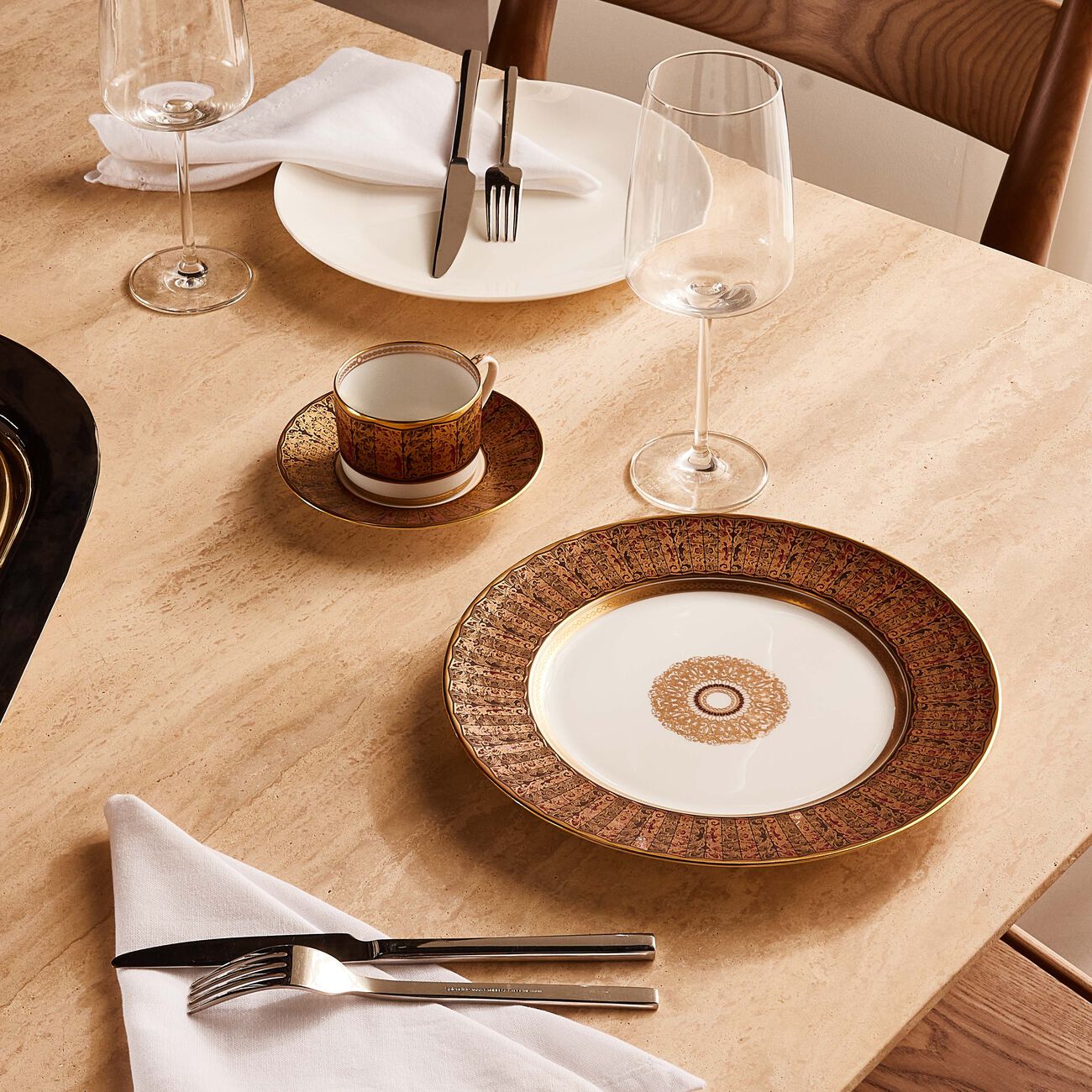 bernardaud eventail dinner plate round gold 26cm