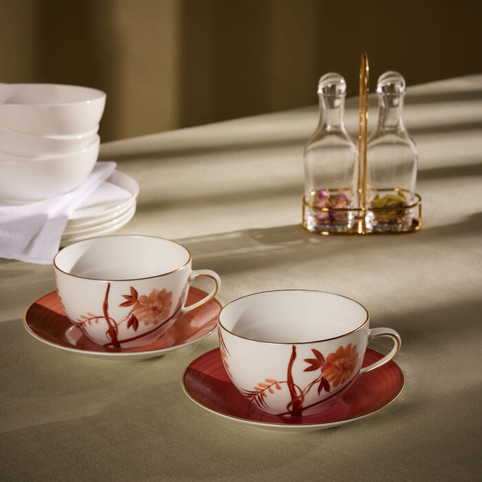 marie daage bouquet de vie tea cup saucer orange