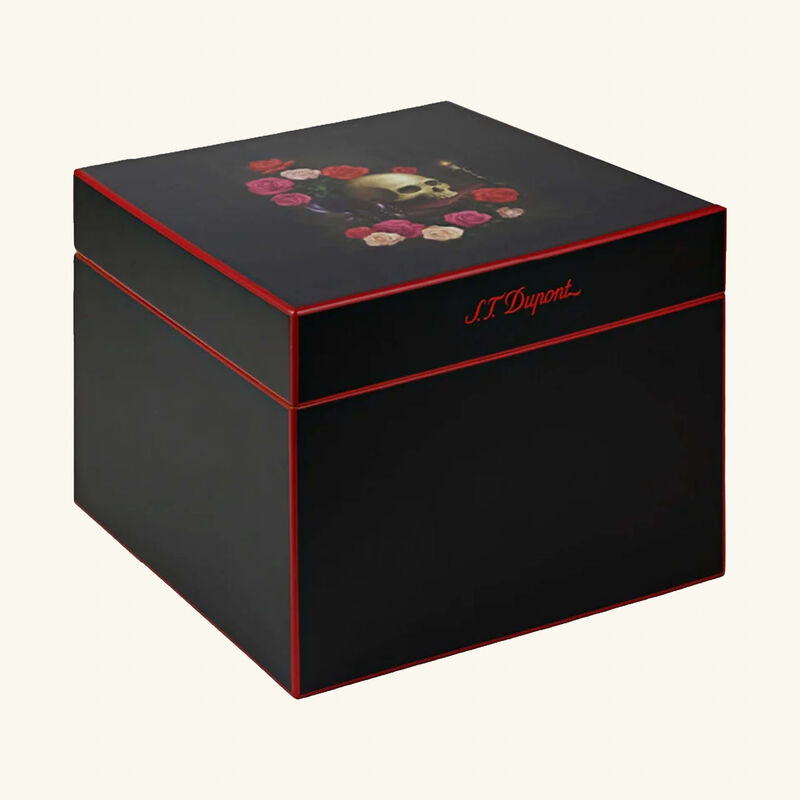 st dupont memento mori cigar humidor cube black