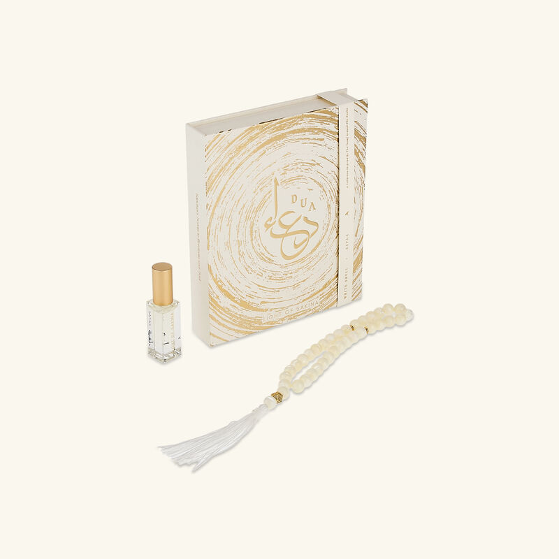 Safaa White Shell Misbaha & Fragrance Set light of sakina safaa white shell misbaha fragrance set