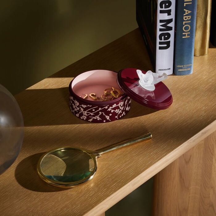 lalique fleurs de cerisier box small burgundy