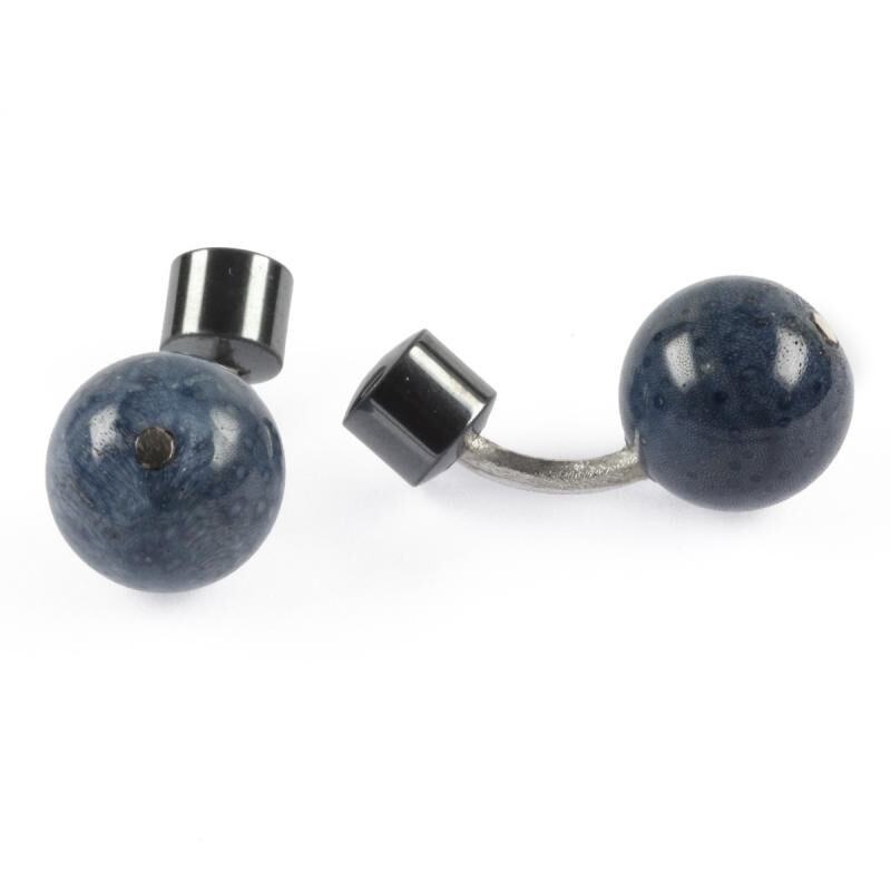 Cufflinks Blue Coral Haematite Silver. With Box Cufflinks Blue Coral Haematite Silver. With Box, large