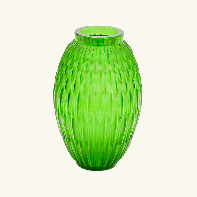 lalique plumes vase mini green