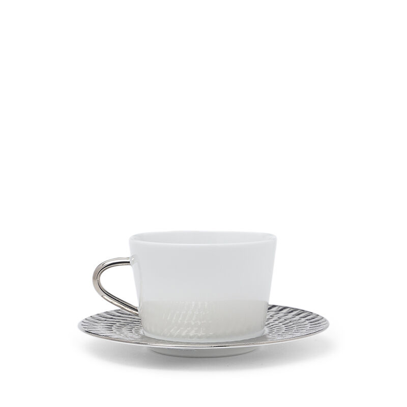 Twist Platine Tea Cup & Saucer, large