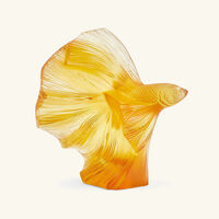 lalique fighting fish sculpture medium yellow