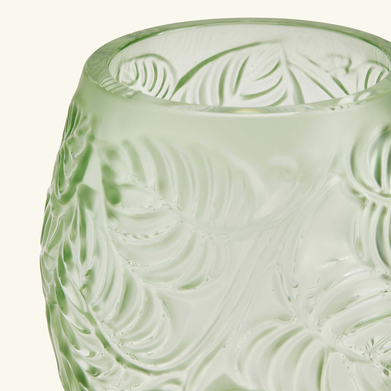 lalique feuilles vase small green
