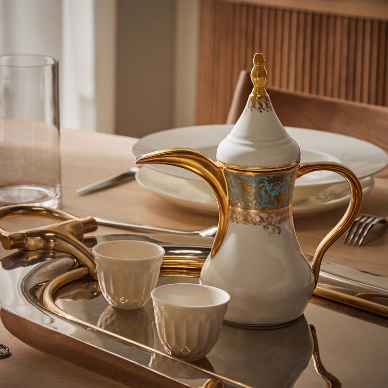 bernardaud eden turquoise coffee pot gold