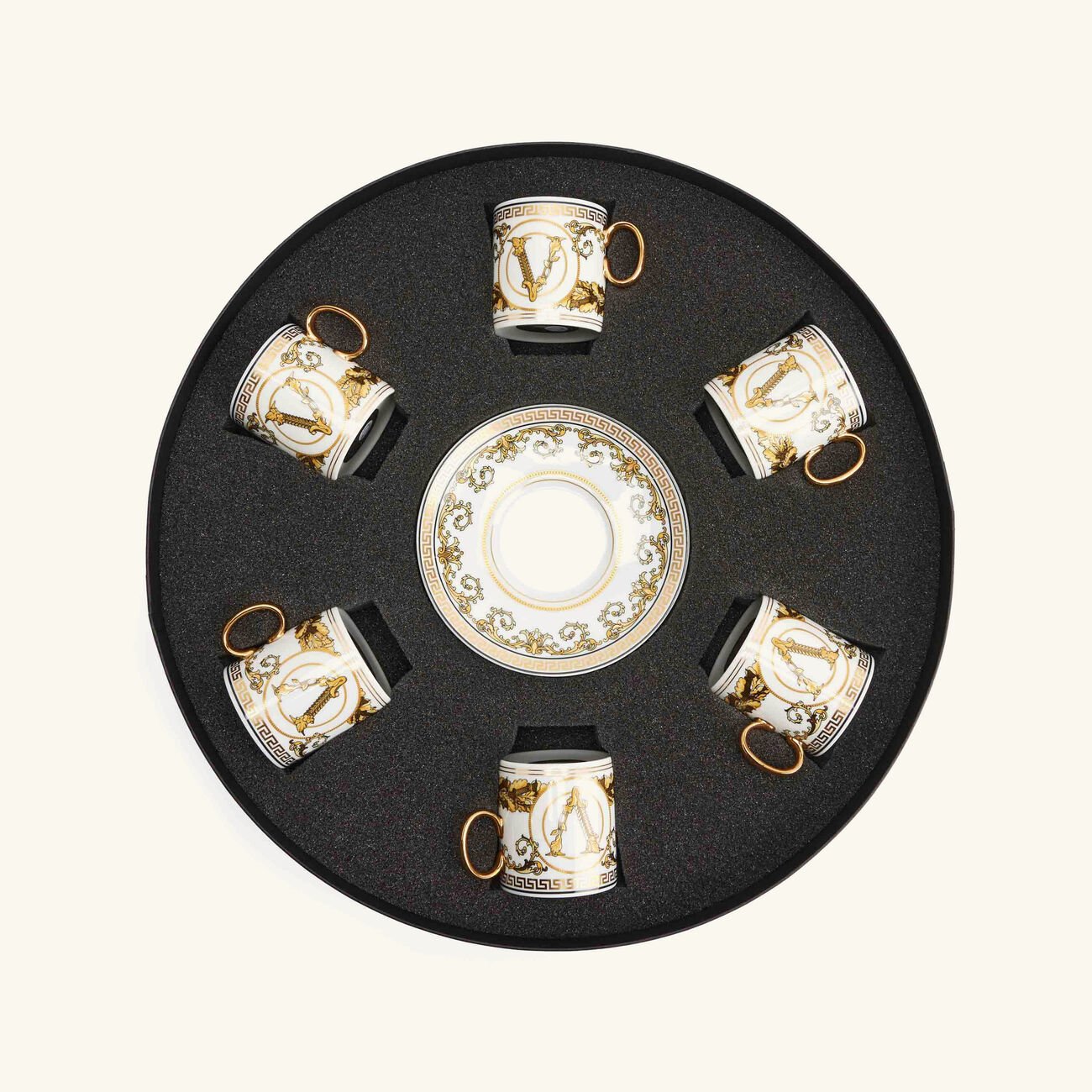 versace virtus gala coffee cup saucer gold set of 6