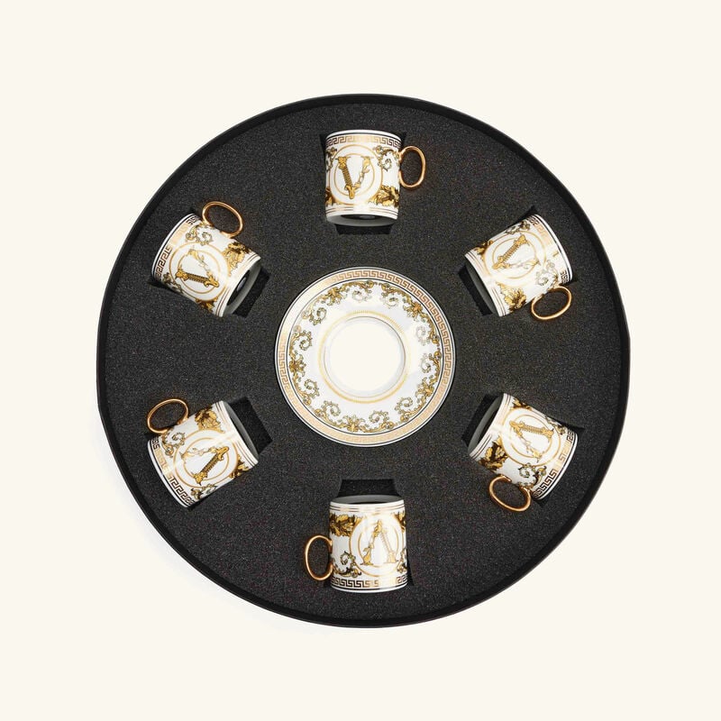 versace virtus gala coffee cup saucer gold set of 6