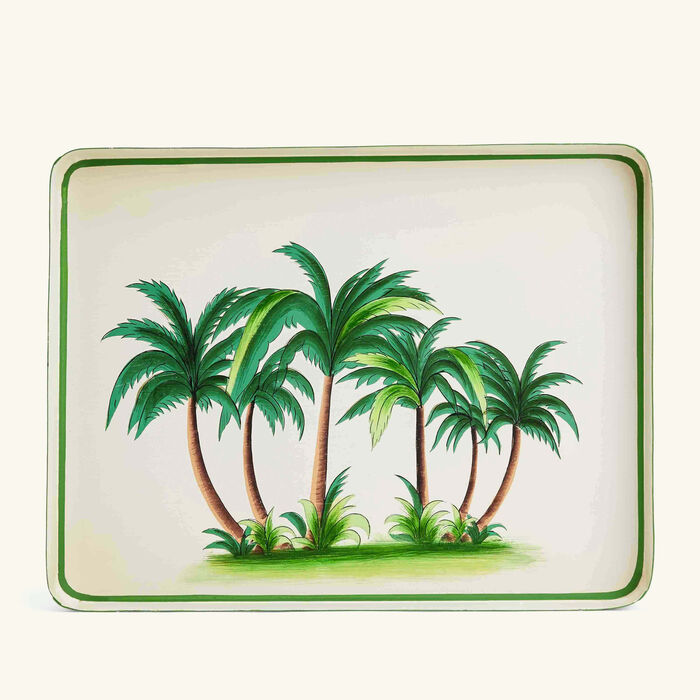les ottomans flora palm tree serving tray rectangular medium white