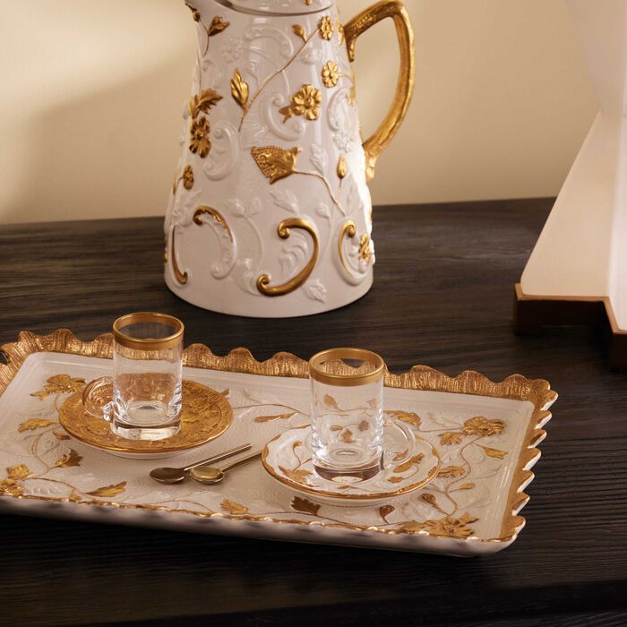 villari taormina arabic tea cup saucer white