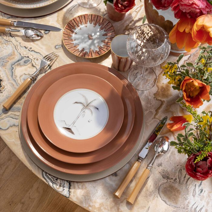 marie daage bamboo colonies dessert plate round pink 21cm