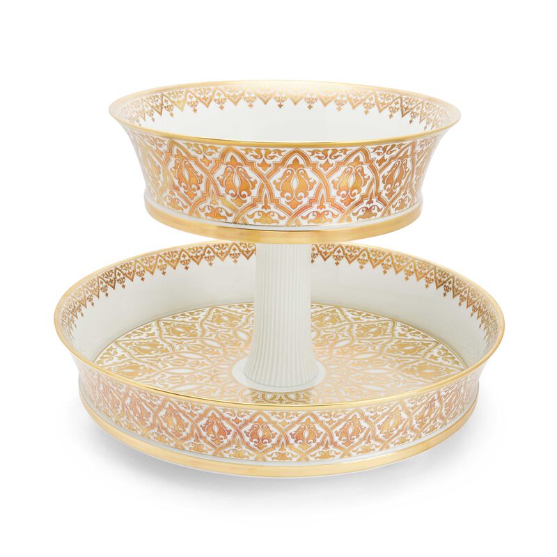 Sol Cake Stand 2 Tiers Gold bernardaud sol cake stand 2 tiers gold