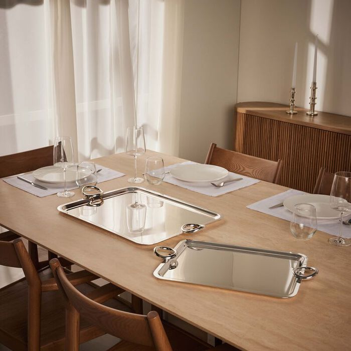 christofle vertigo serving tray rectangular extra large silver plated