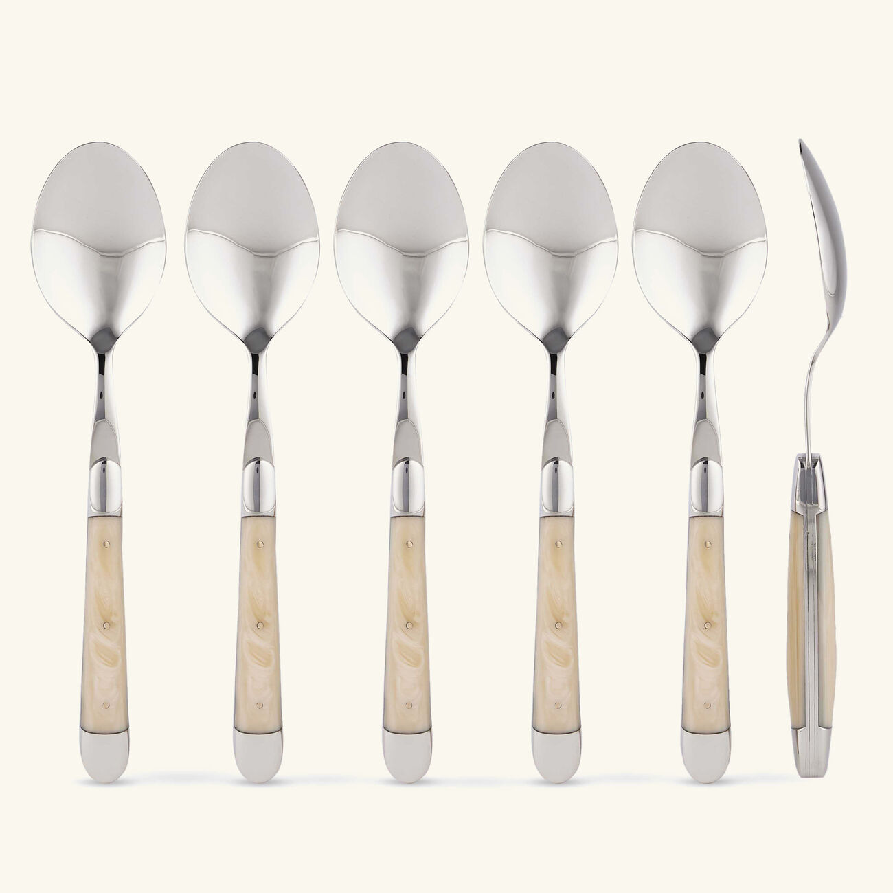 forge de laguiole acrylic handle soup spoon silver set of 6
