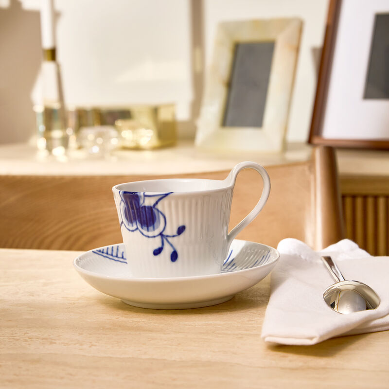 royal copenhagen blue fluted mega tea cup and saucer