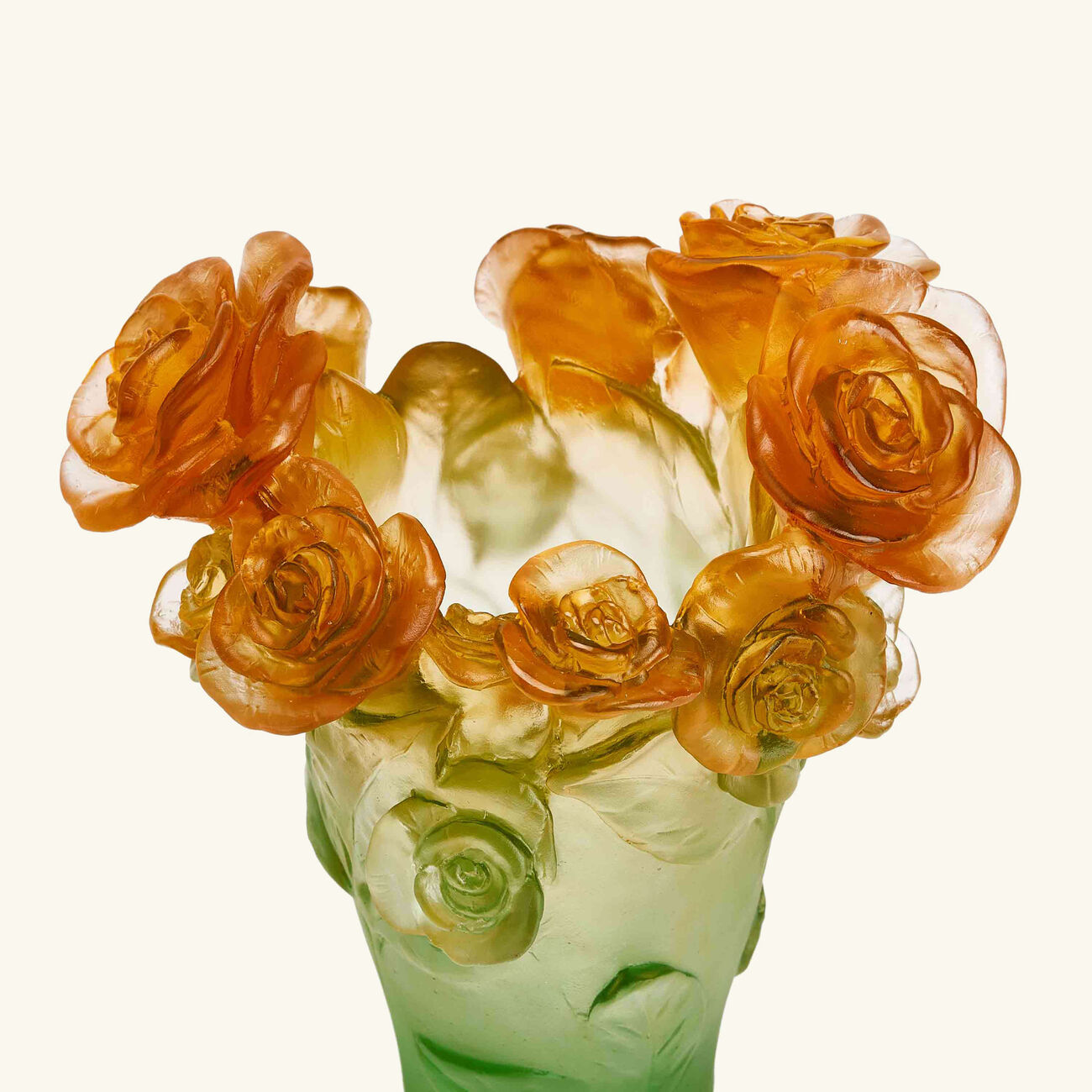 daum rose vase mini green