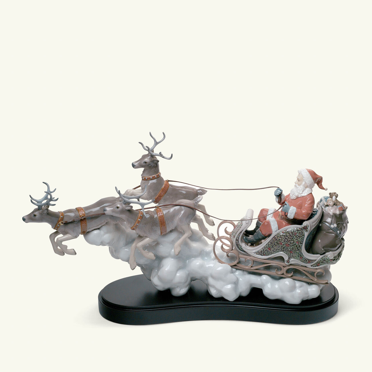 lladro santa s midnight ride sleigh sculpture medium white