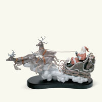 lladro santa s midnight ride sleigh sculpture medium white