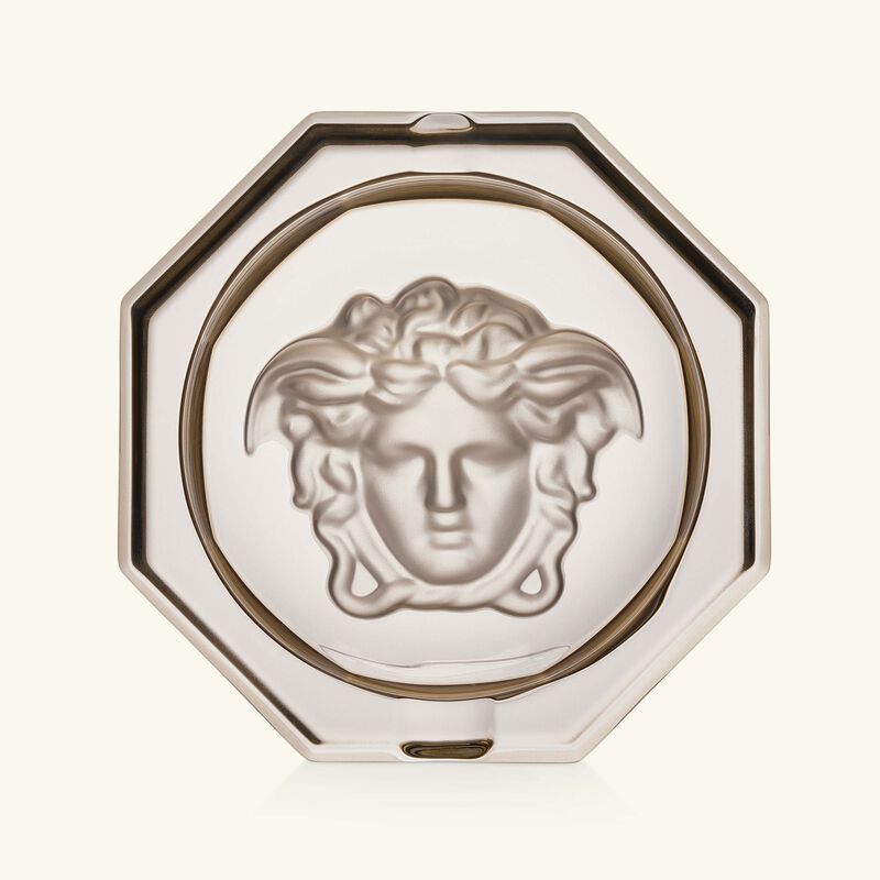 versace crystal medusa haze ashtray octagonal small grey