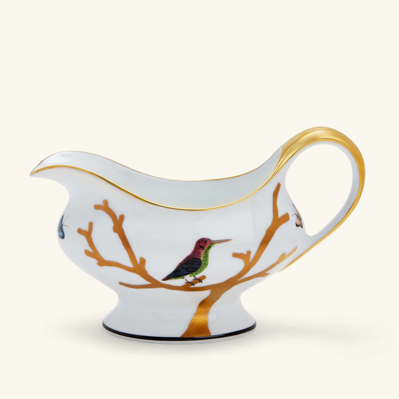 bernardaud aux oiseaux gravy boat gold