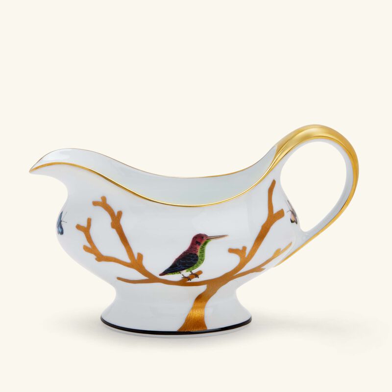 bernardaud aux oiseaux gravy boat gold