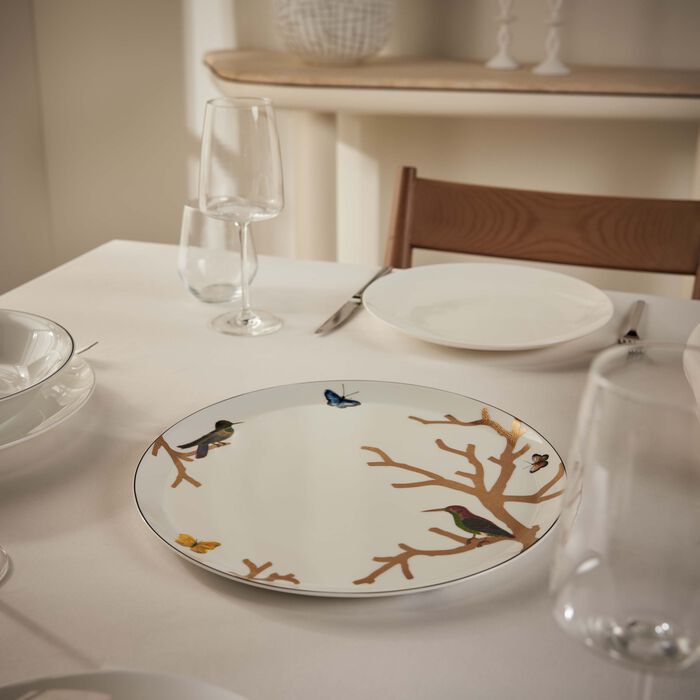 bernardaud aux oiseaux serving platter round gold 32cm