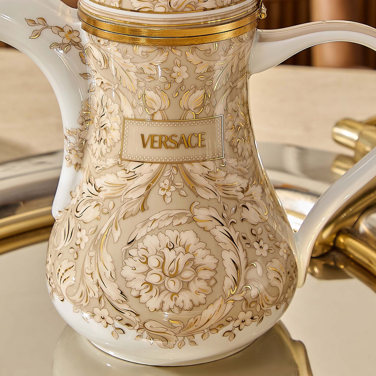 versace barocco coffee pot beige
