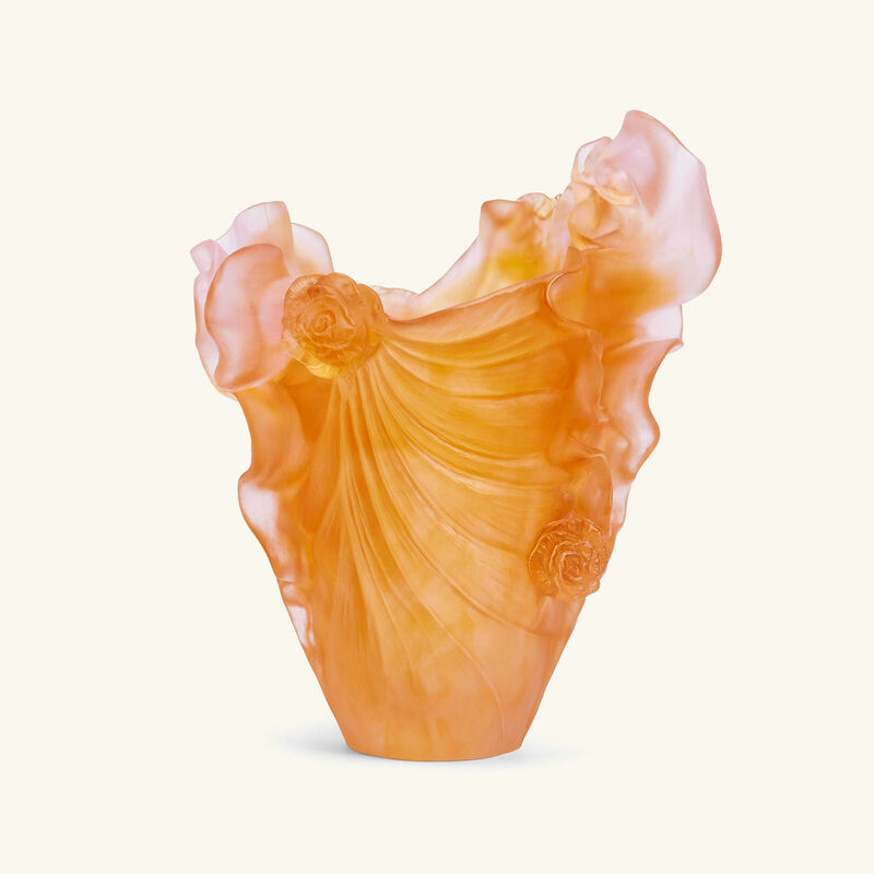 daum rose royale vase medium orange limited edition