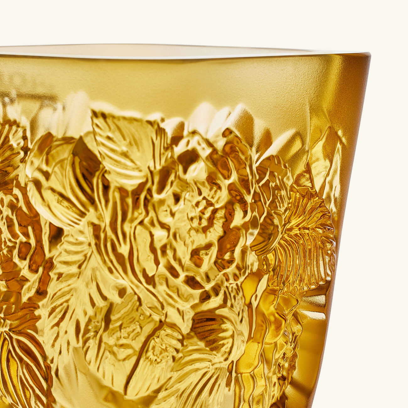 lalique pivoines vase mini yellow