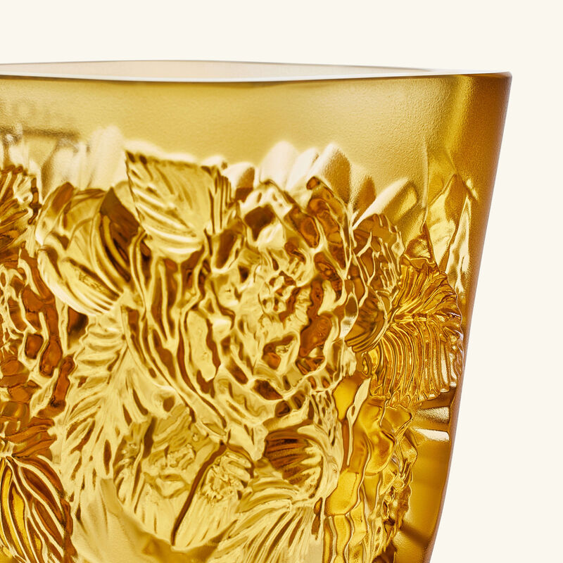 lalique pivoines vase mini yellow