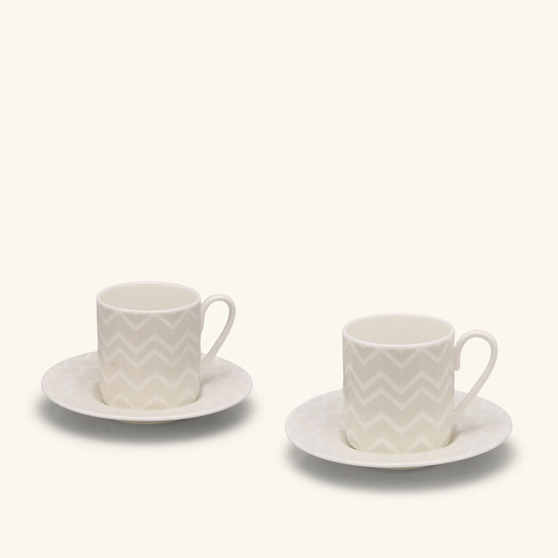 missoni home zig zag coffee cup   saucer white set of 2